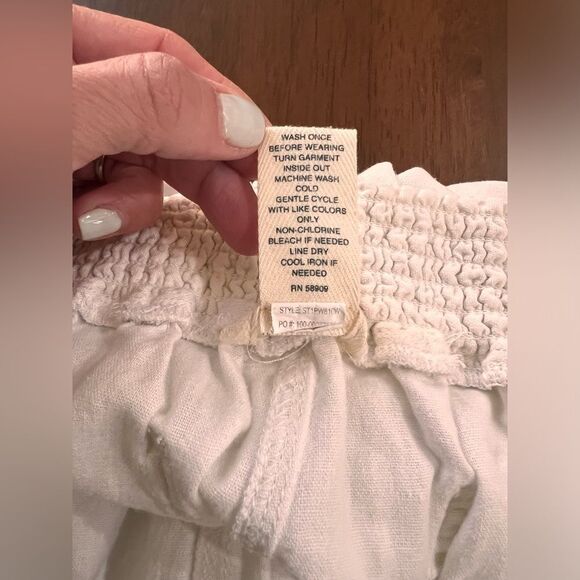 Westbound Linen Blend Capri Pants White 2X Plus Size Elastic Waist Casual Boho - Picture 6 of 8